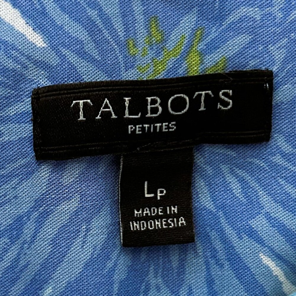 Talbots Blue Green Floral Tunic Blouse - Picture 4 of 7